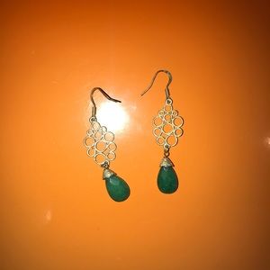 Green and gold earrings